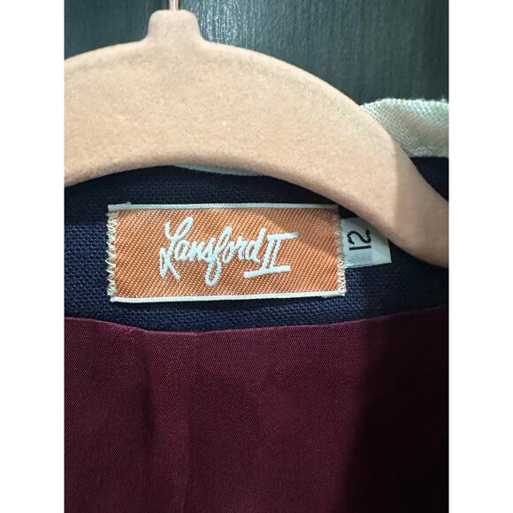 Vintage 80s 90s Union Made Navy Blue Linen Blend Classic Heritage Preppy Blazer - Picture 7 of 9